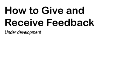 DavidsonX: How to Give and Receive Feedback